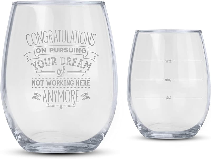 Farewell Stemless Wine Glass - 21 oz for Coworkers