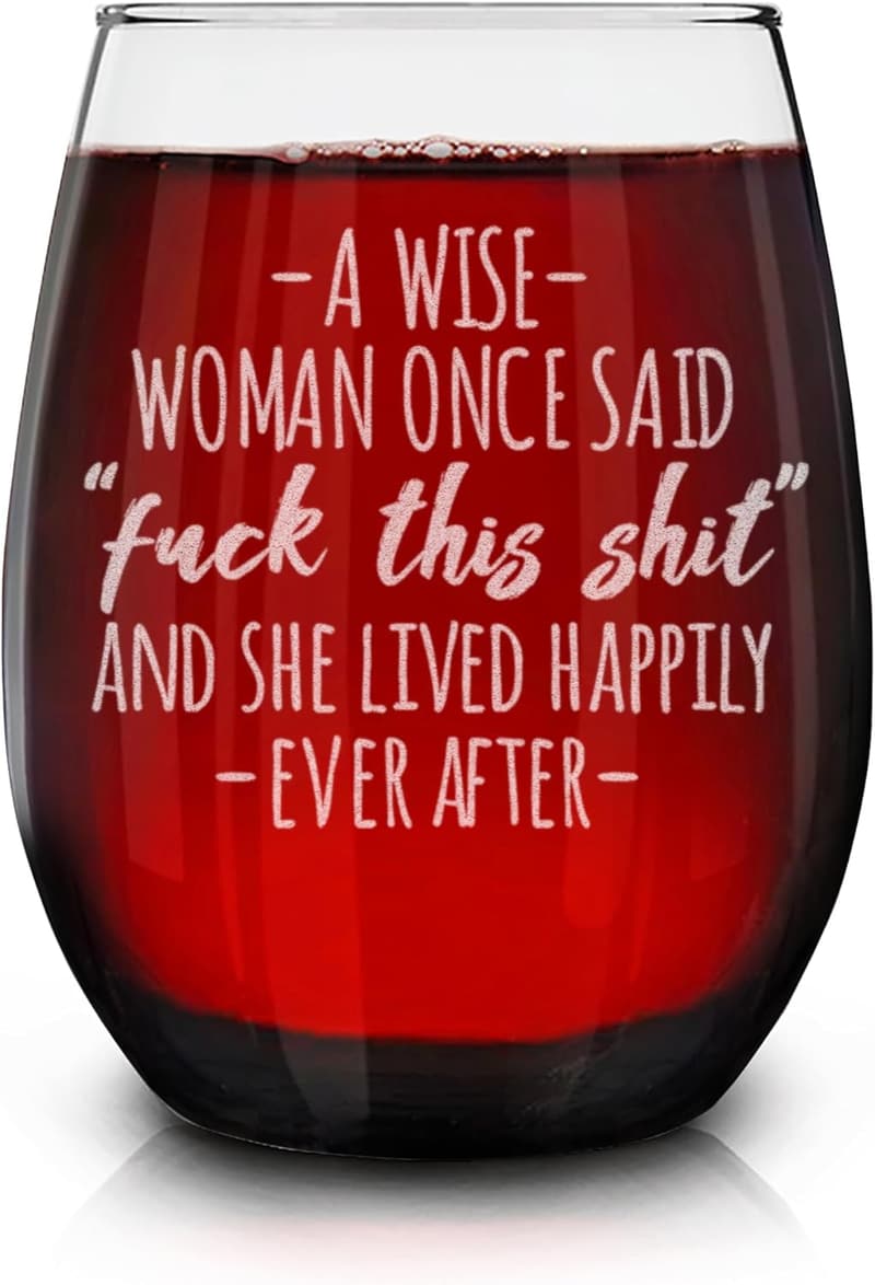 Funny Engraved Stemless Wine Glass - Divorce & Retirement Gift