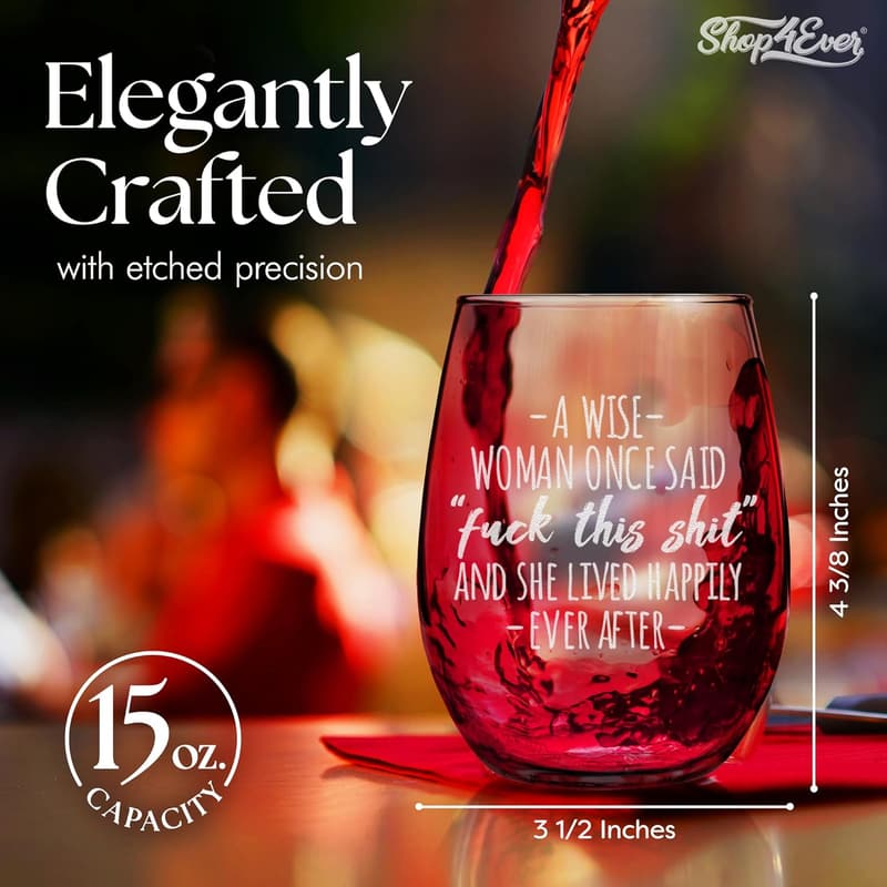 Funny Engraved Stemless Wine Glass - Divorce & Retirement Gift
