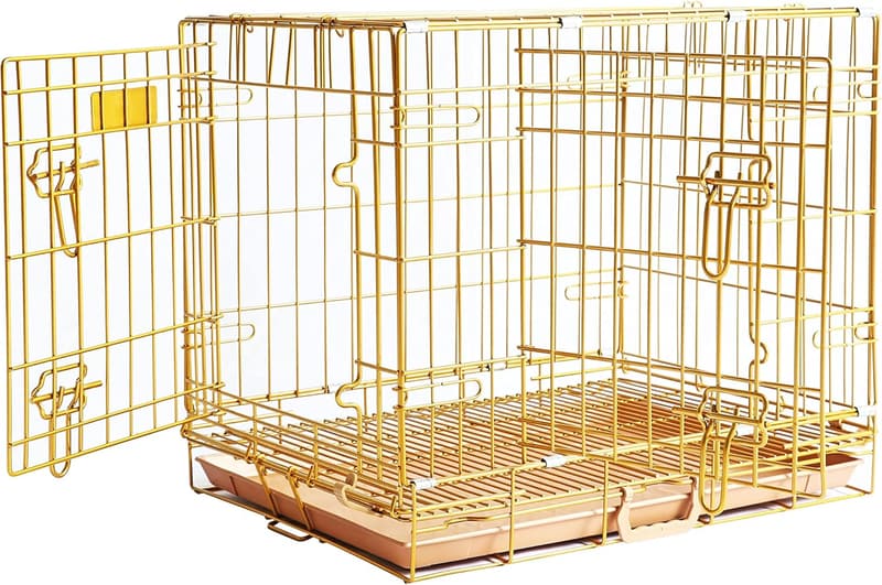 Gold Folding Design Dog Crate for Small Breeds - 24