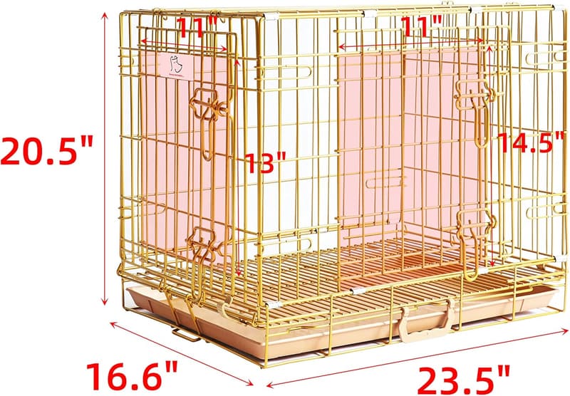 Gold Folding Design Dog Crate for Small Breeds - 24