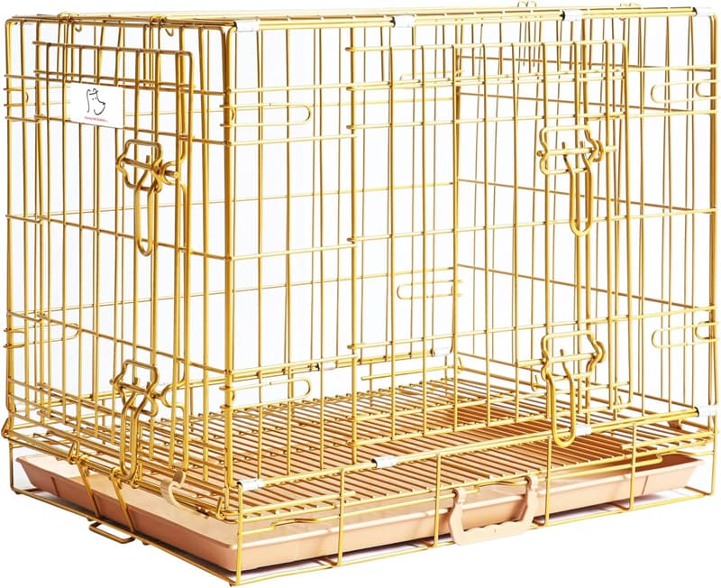 Gold Folding Design Dog Crate for Small Breeds - 24