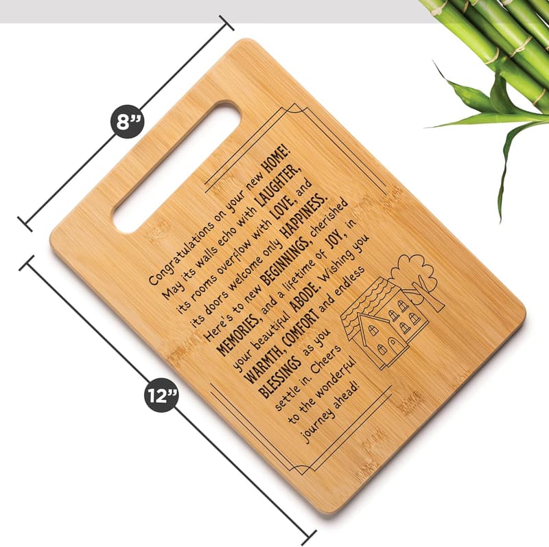 Bamboo Cutting Board with Engraved Message - Housewarming Gift