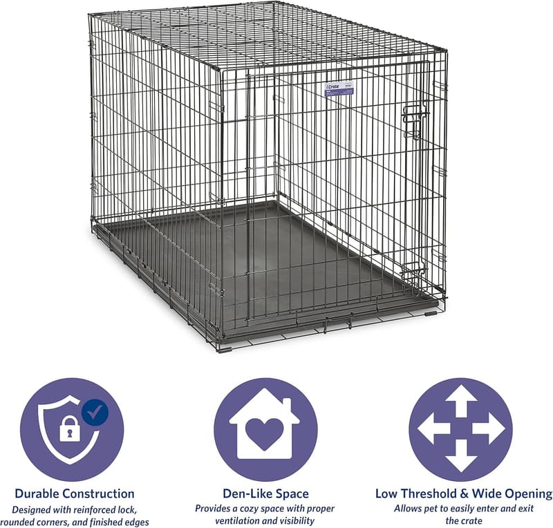 Enhanced Double Door Dog Crate with Leak-Proof Pan & Divider Panel