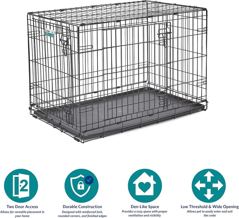 Enhanced iCrate Dog Crate with Leak-Proof Pan & Divider