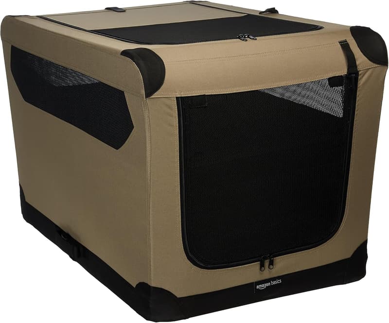 Portable 36-Inch Folding Soft Crate for Pets - Tan