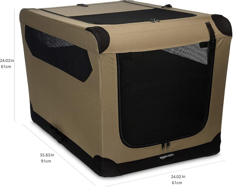 Portable 36-Inch Folding Soft Crate for Pets - Tan