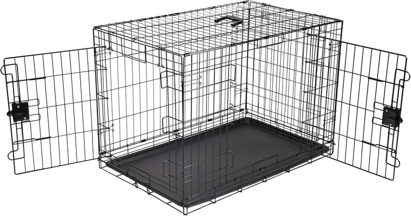 Durable Foldable Dog Crate with Tray, 36x23x25 in, Black