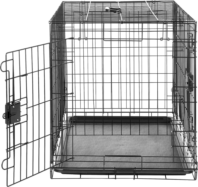 Durable Foldable Dog Crate with Tray, 36x23x25 in, Black