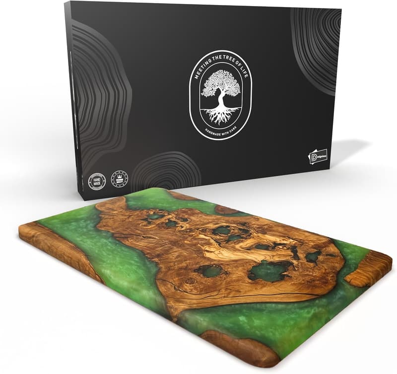 Handmade Olive Wood Resin Cheese Board & Charcuterie Tray