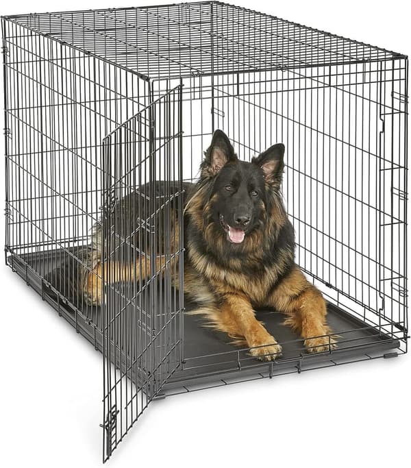 Enhanced 48-Inch Dog Crate with Leak-Proof Pan and Floor Protectors
