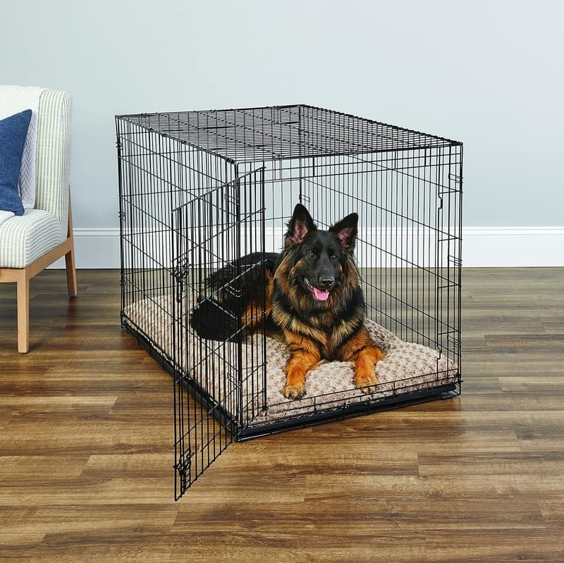 Enhanced 48-Inch Dog Crate with Leak-Proof Pan and Floor Protectors