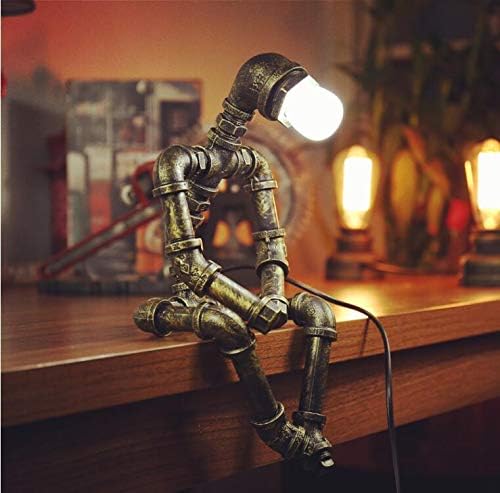 Industrial Steampunk Table Lamp with 2 Edison Bulbs