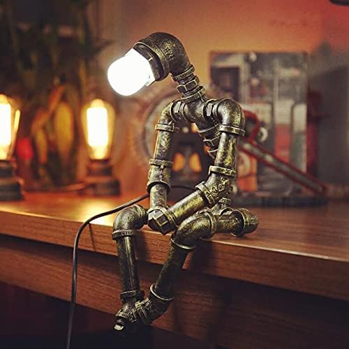 Industrial Steampunk Table Lamp with 2 Edison Bulbs