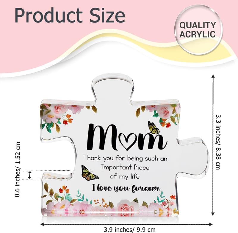 Engraved Acrylic Puzzle Piece for Mom - Fun Mother's Day Gift