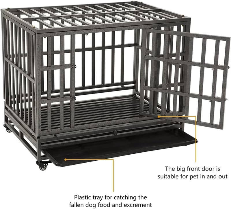 Heavy-Duty Dog Cage with Wheels – 38