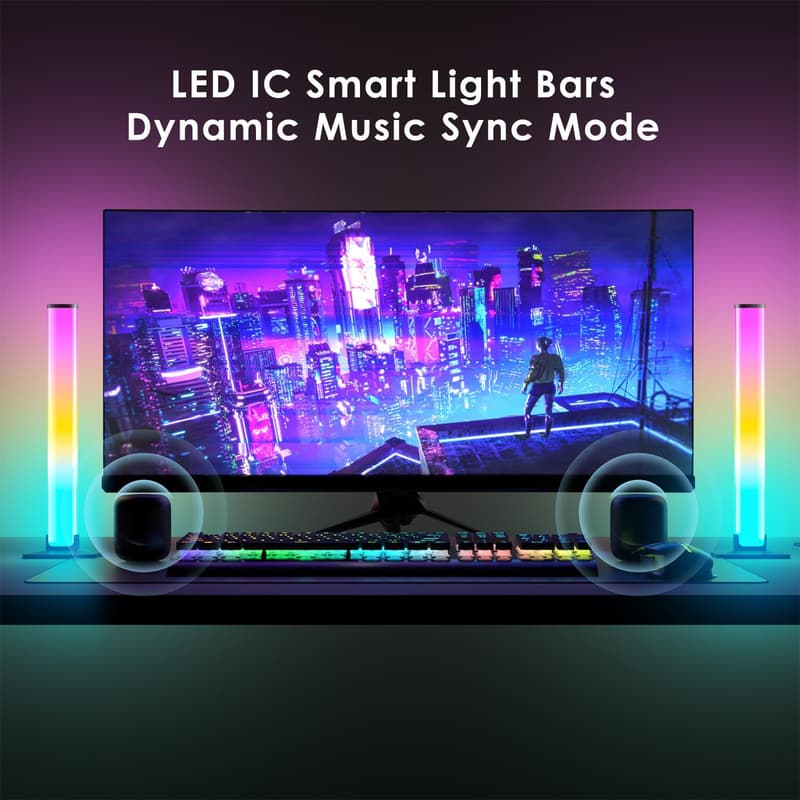 Smart RGB LED Light Bar with Music Sync, 16 Million Colors
