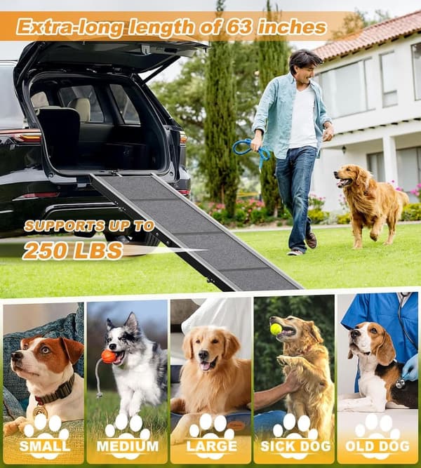 Portable Dog Ramp for Cars & SUVs – Adjustable, Anti-Slip, 250LBS Capacity