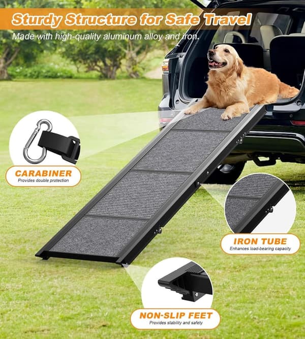 Portable Dog Ramp for Cars & SUVs – Adjustable, Anti-Slip, 250LBS Capacity
