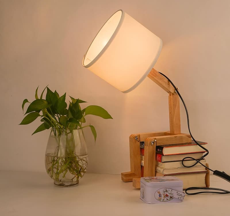 Creative Foldable Wood Robot Table Lamp for Bedroom