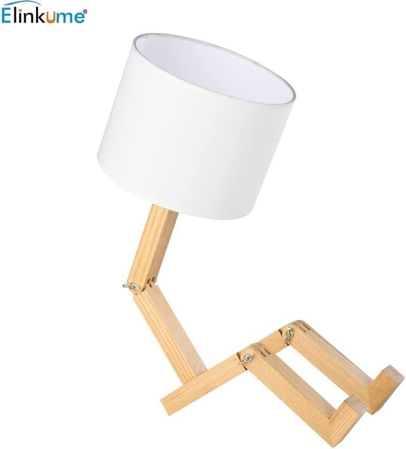 Creative Foldable Wood Robot Table Lamp for Bedroom