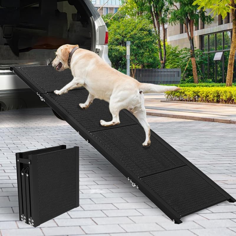 Foldable Aluminum Dog Ramp for Large Dogs - Nonslip, 240 lbs Support