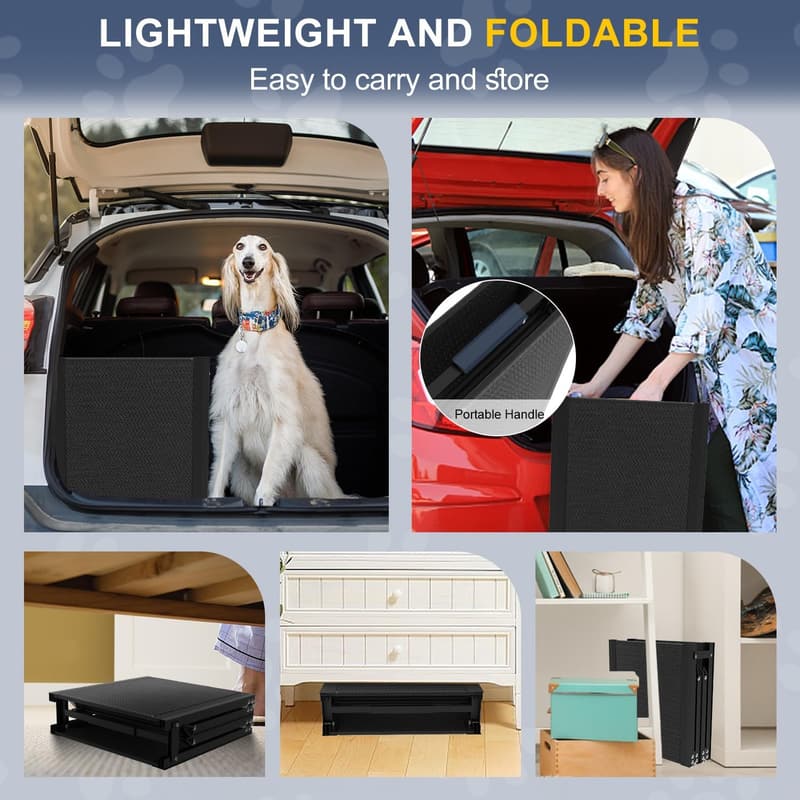Foldable Aluminum Dog Ramp for Large Dogs - Nonslip, 240 lbs Support