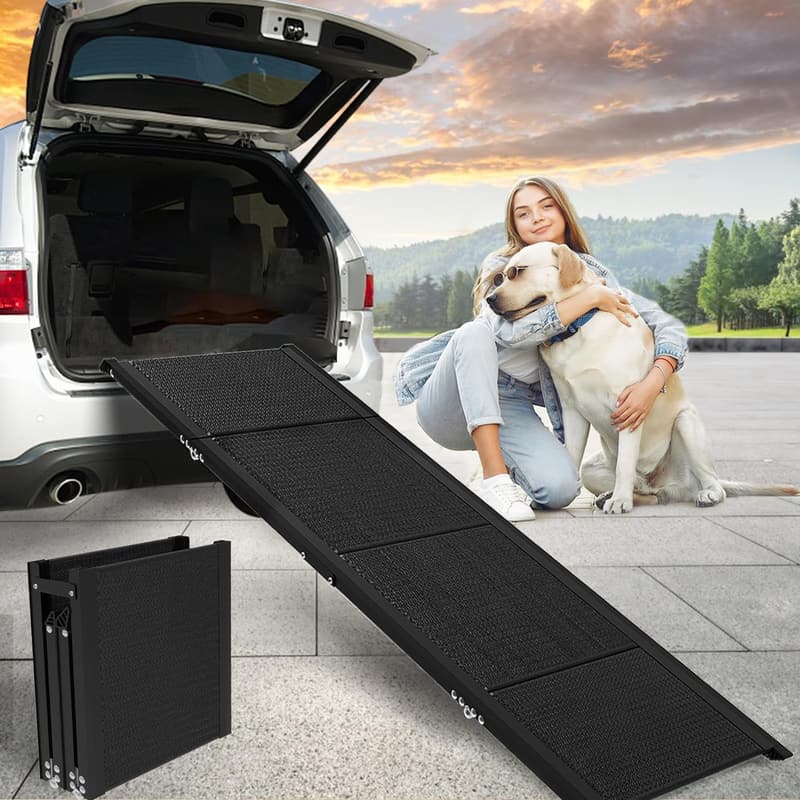 Foldable Aluminum Dog Ramp for Large Dogs, Supports 200 lbs