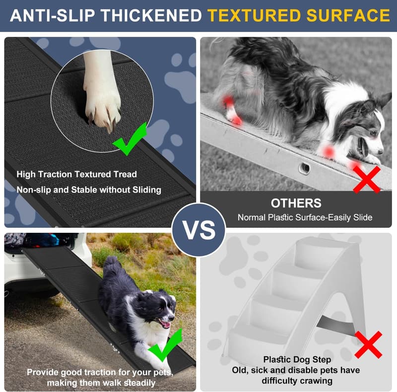 Foldable Aluminum Dog Ramp for Large Dogs, Supports 200 lbs