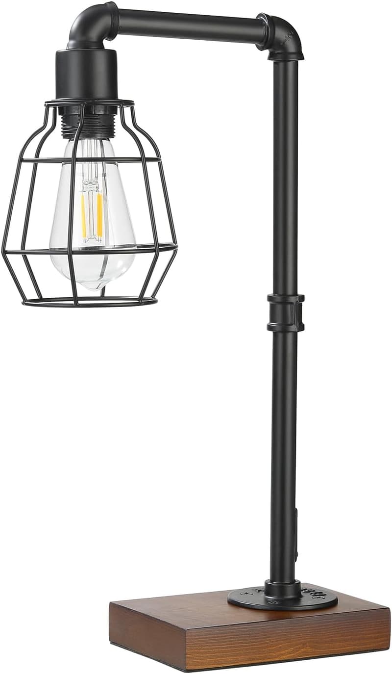 Industrial Steampunk Table Lamp with Edison Bulb, Metal
