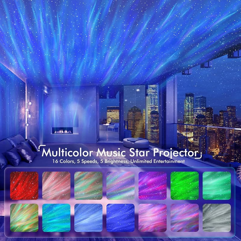 Galaxy Projector with Bluetooth Speaker and Timer, Room Decor