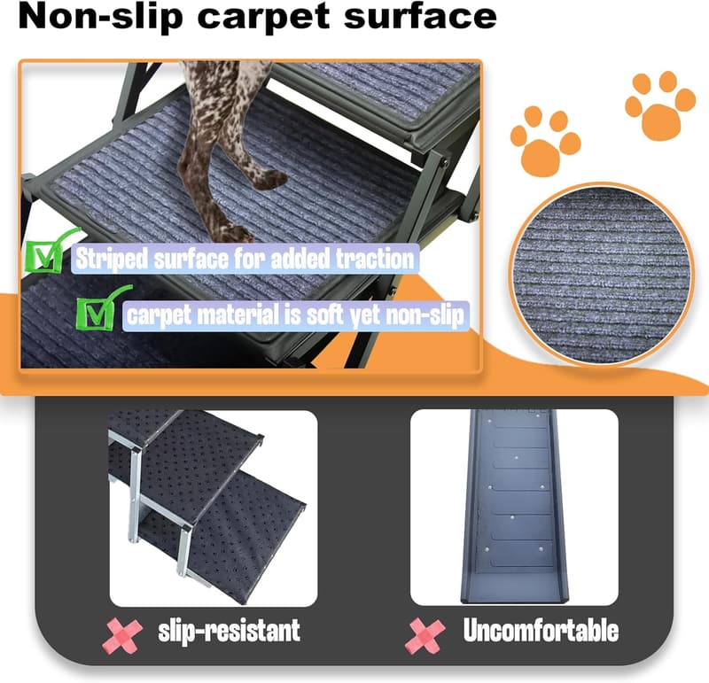 Folding Dog Ramp for Cars and SUVs, Non-Slip, Supports 250 lbs