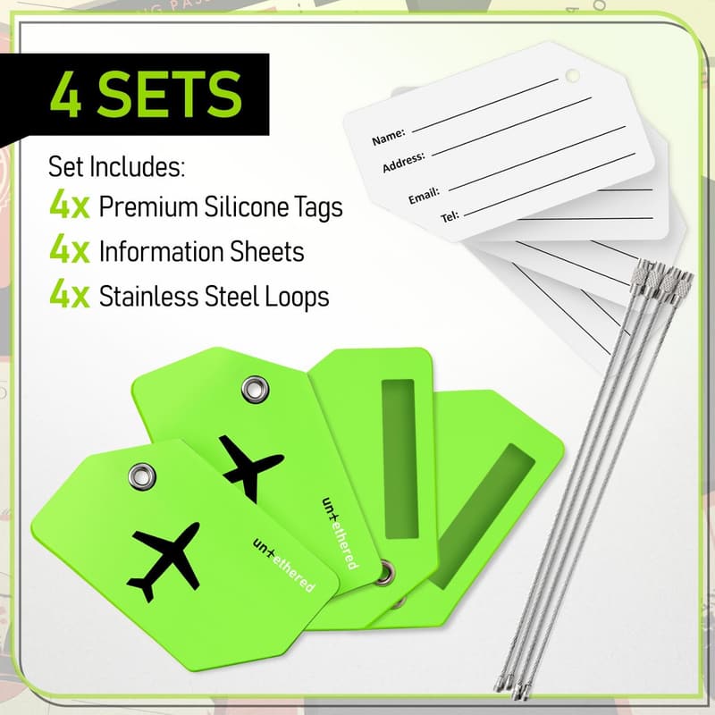 Durable Luggage Tag Set | 4-Pack ID Tags for Easy Travel Recognition