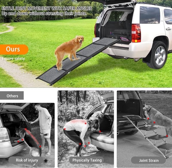 Portable Dog Ramp for Cars - Folding, Non-Slip, 63''×17''