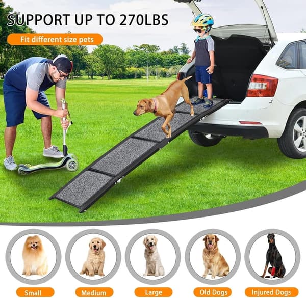 Portable Dog Ramp for Cars - Folding, Non-Slip, 63''×17''