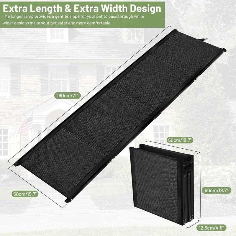 Portable Folding Dog Ramp for Car - Extra Wide, 71”L, Supports 155 lbs