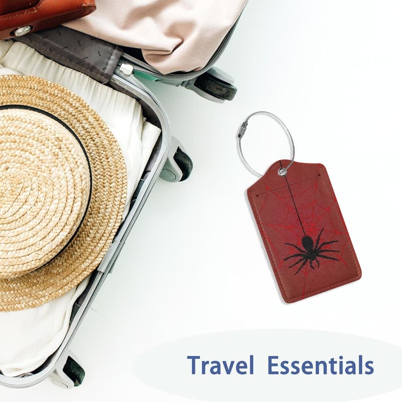 Cute Red Spider Web Luggage Tags with Privacy Flap - 2 Pack