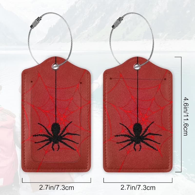 Cute Red Spider Web Luggage Tags with Privacy Flap - 2 Pack