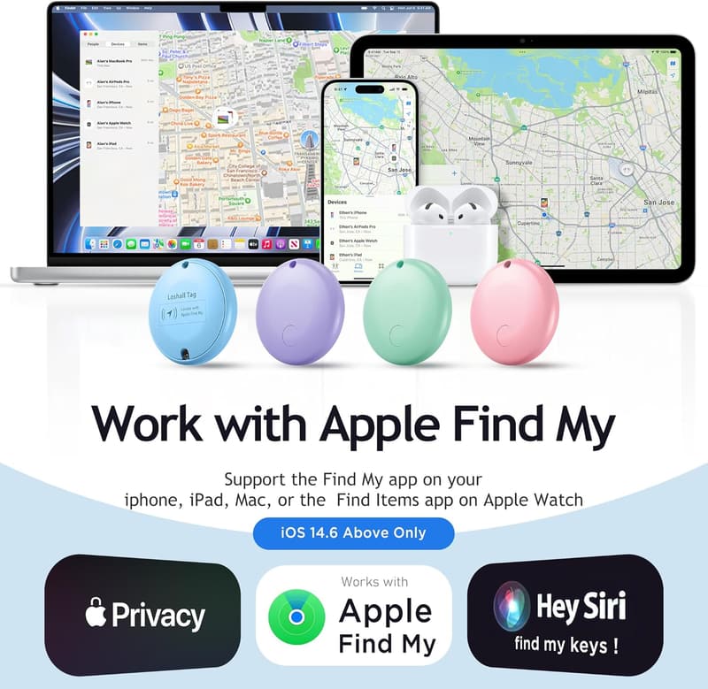Apple AirTag 4-Pack Smart Trackers for Keys, Luggage, and Bags