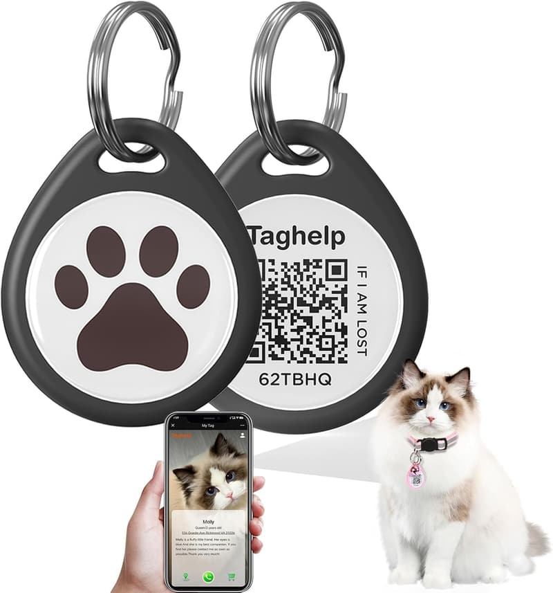 Personalized QR Code Pet ID Tags - Anti-Lost, No Subscription (Black, 1
