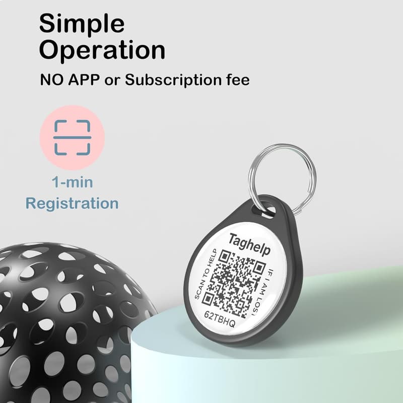 Personalized QR Code Pet ID Tags - Anti-Lost, No Subscription (Black, 1