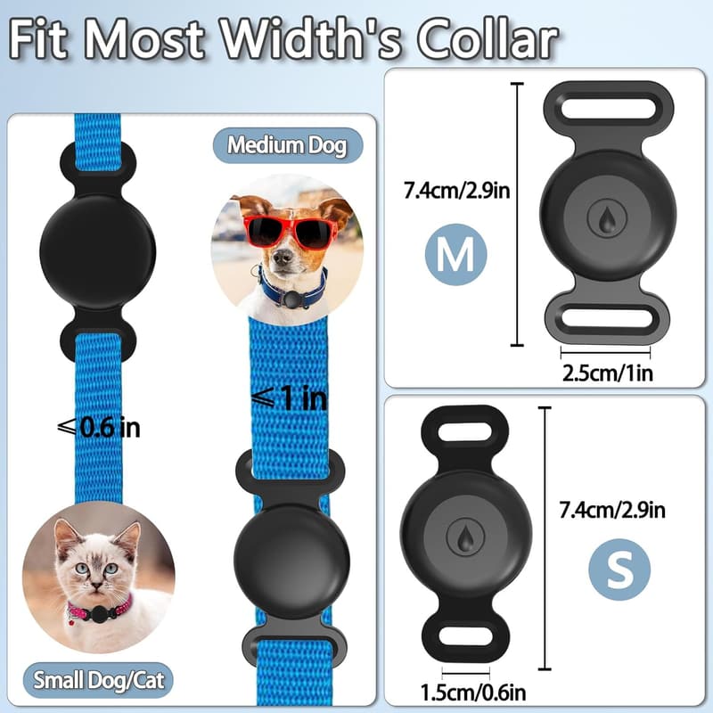 Silicone Waterproof AirTag Dog Collar Holder - Black
