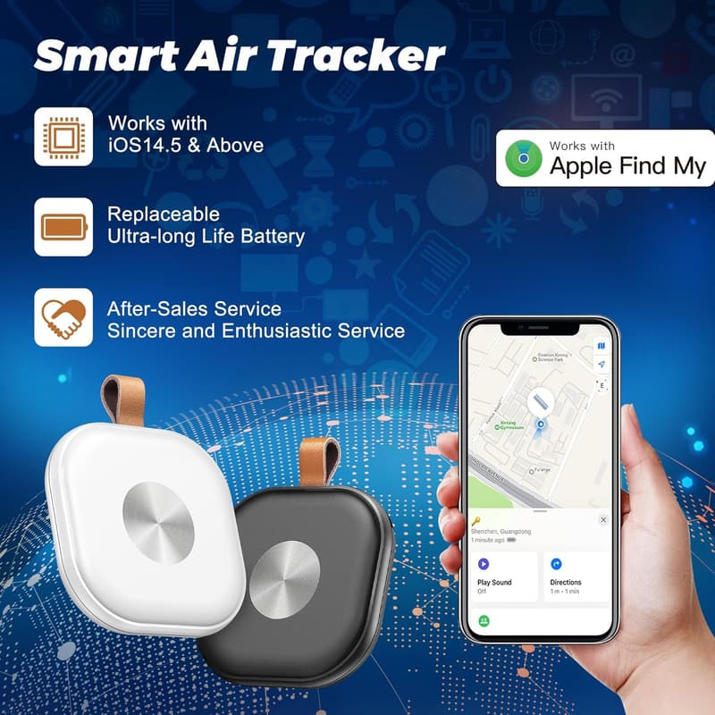 Bluetooth Key Finder with Sound, Compatible with Find My App (2 Pack)