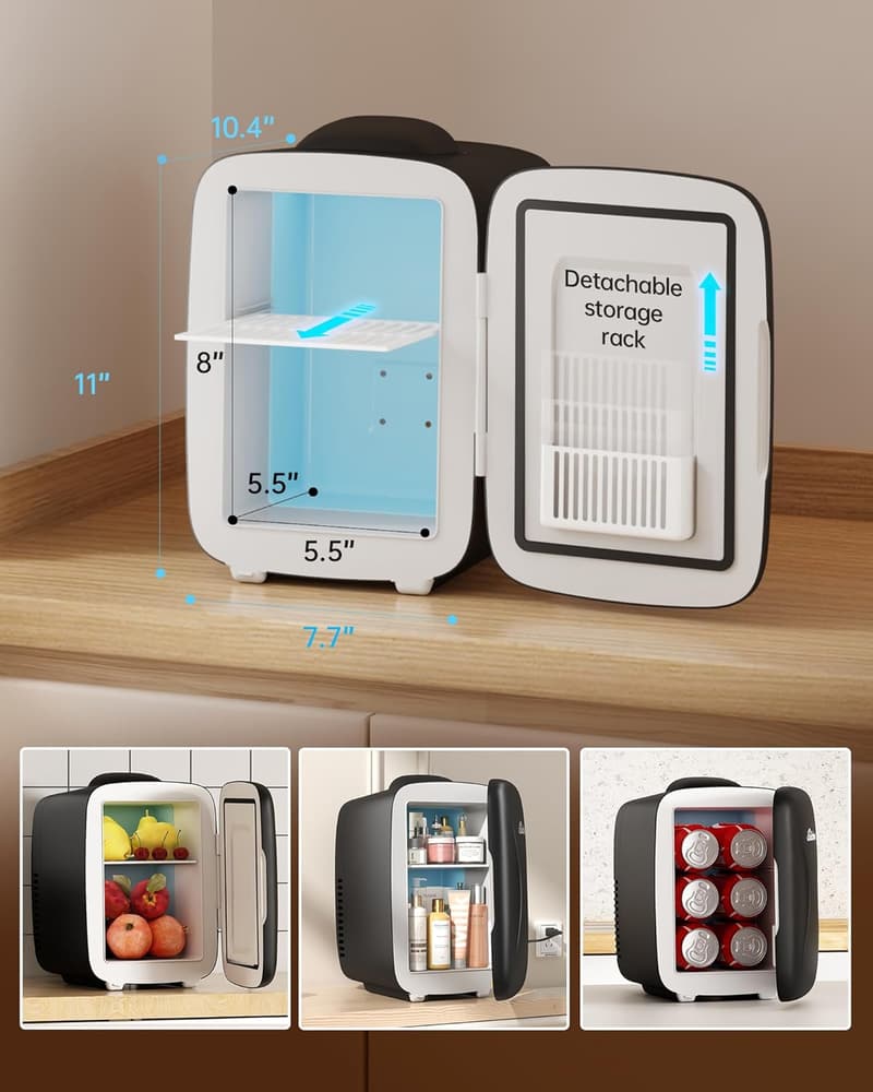 4L Mini Skincare Fridge - Cooler & Warmer for Bedroom & Car