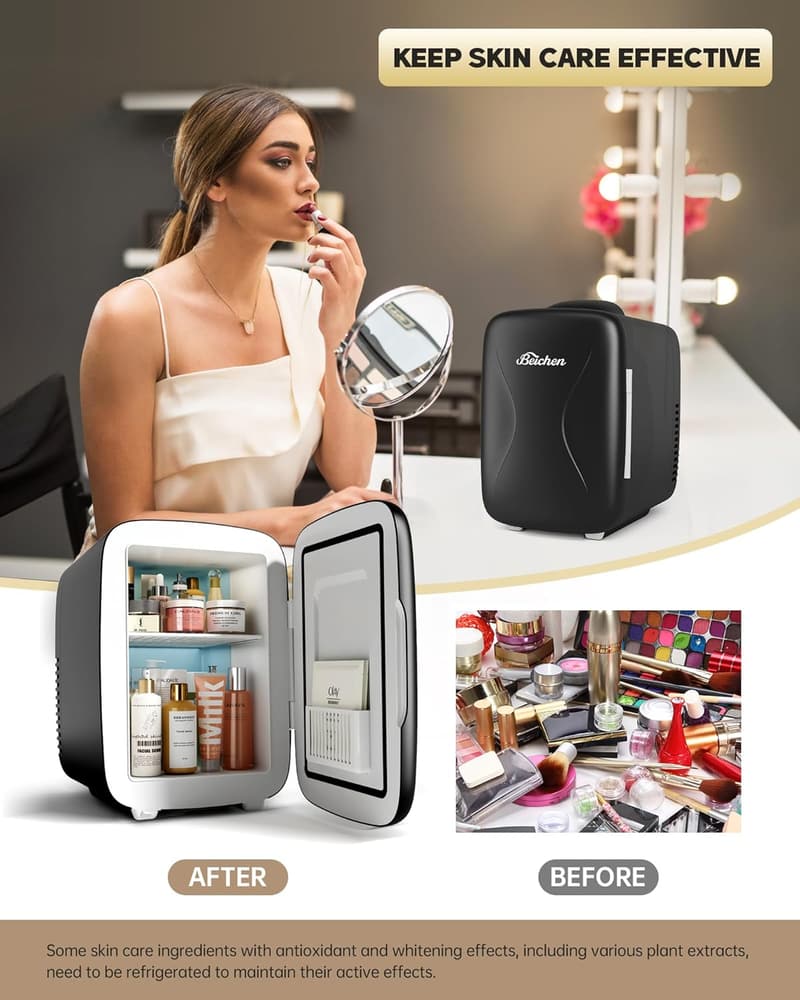 4L Mini Skincare Fridge - Cooler & Warmer for Bedroom & Car