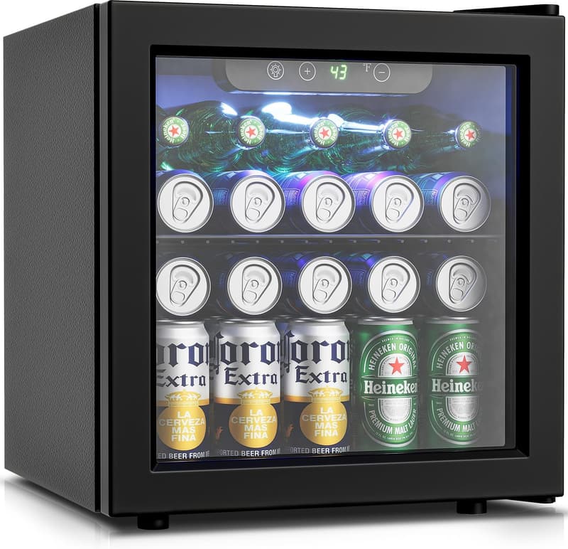 12-Bottle Mini Beverage Cooler with Glass Door - Black
