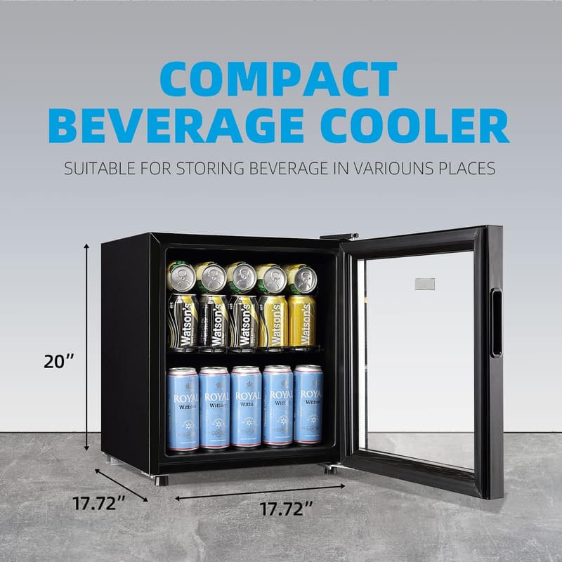 Mini Beverage Cooler with Glass Door - 60 Can Capacity