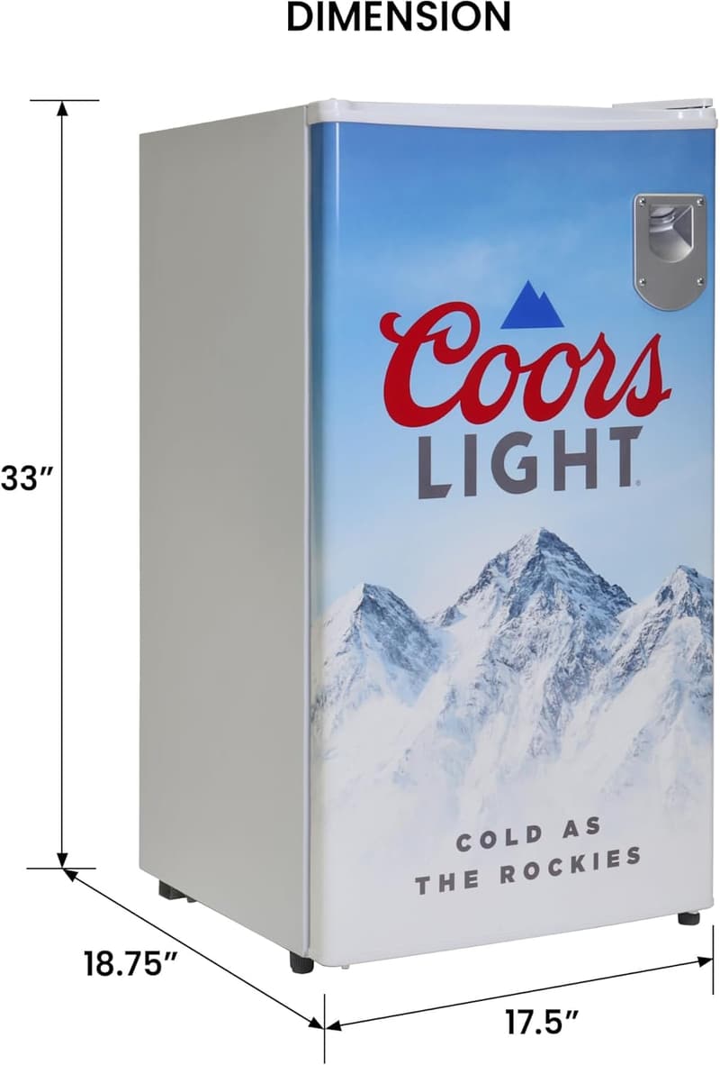 Coors Light Mini Fridge - Compact 3.2 Cu Ft Beverage Cooler