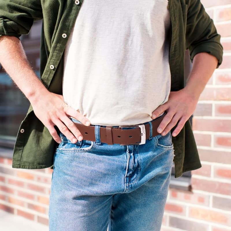 Valentine's Day Men's Gift Set: Brown Leather Belt, Wallet & Watch