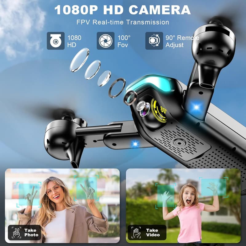Foldable Beginner Drone with 1080P Camera and Altitude Hold